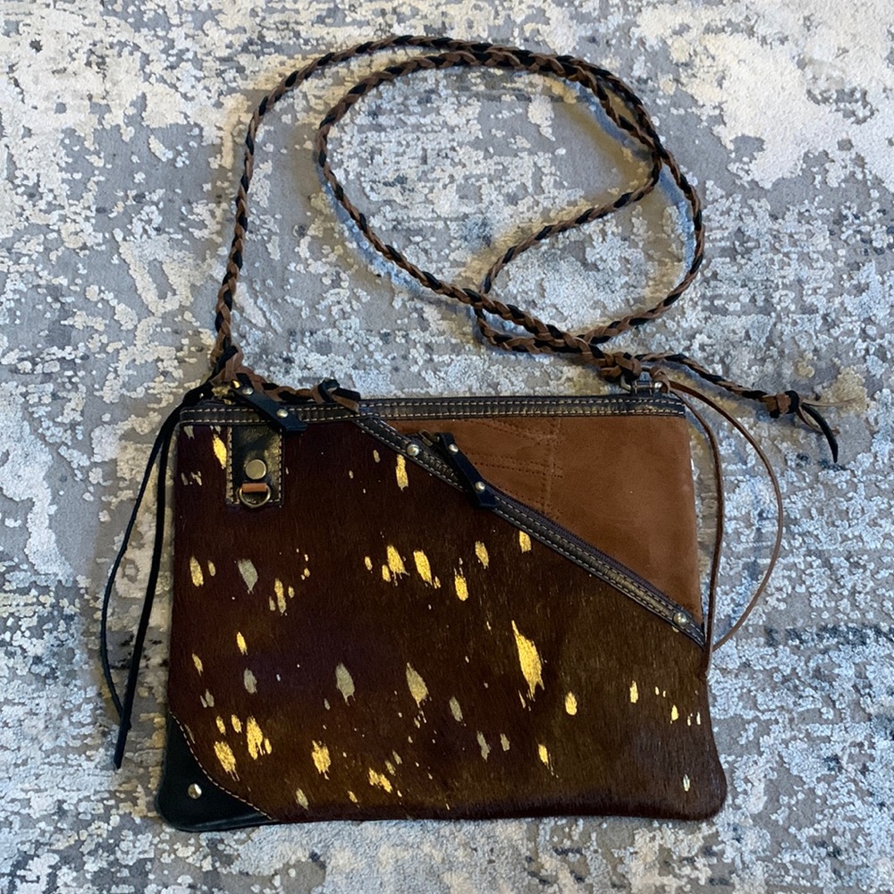 Pony suede leather shoulder bag